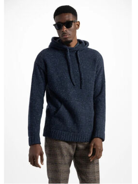 Title:
Soft Cloth Men's Navy Nep Knit Hooded Sweater Hoodie Kangaroo Pocket Sz M